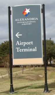 AEX international airport sign