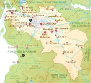 Map of Glasgow & Lanarkshire