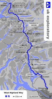 Map showing the path of UNITED KINGDOM Exploratory's West Highland Method Self-Guided hiking holiday